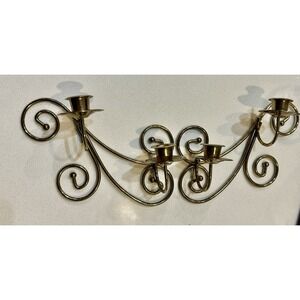 Vintage Gold Wall Sconce Metal Wire Candle Holder Scroll‎ Design Set Of 2